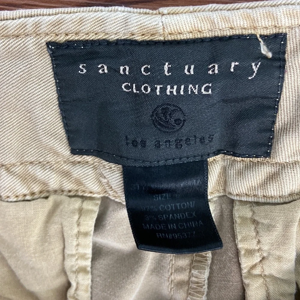 SANCTUARY Anthropologie Khaki Cargo Utility Wide Leg Pants Size 6 - Picture 14 of 15
